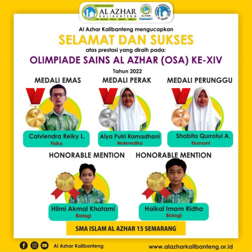 Delegasi SMA Islam Al Azhar 15 Sabet Medali OSA XIV se-Indonesia